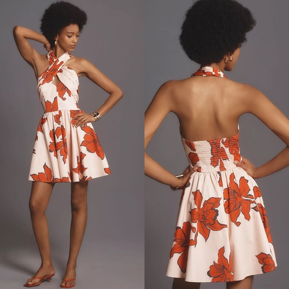 NWT Anthropologie Hutch Wrap Halter Floral Romper - Picture 2 of 9